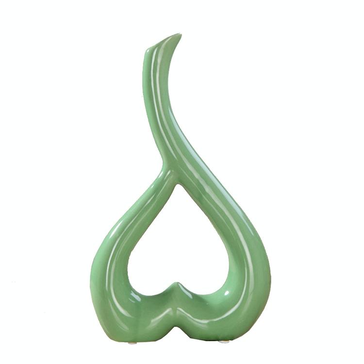 Creative Heart-shaped Ceramic Flower Vase for Home Office or Wedding Decor - Green