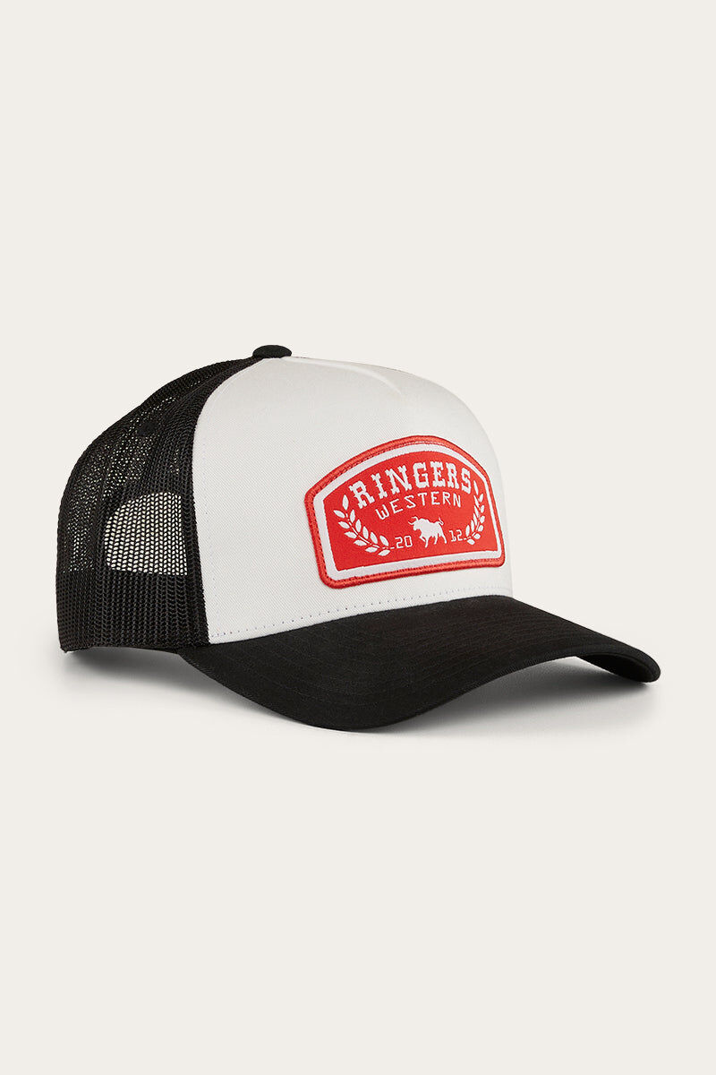 Ringers Western Wheatbelt Trucker Baseball Cap Hat in White/Red
