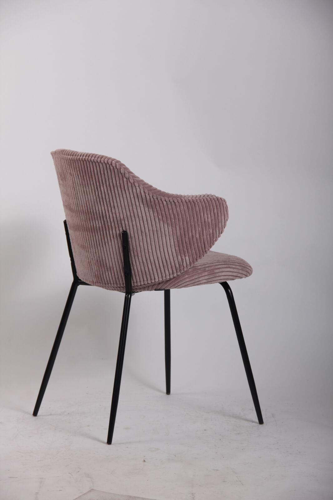 Set of 6 Dining Chairs with Corduroy Cord Fabric in Pink