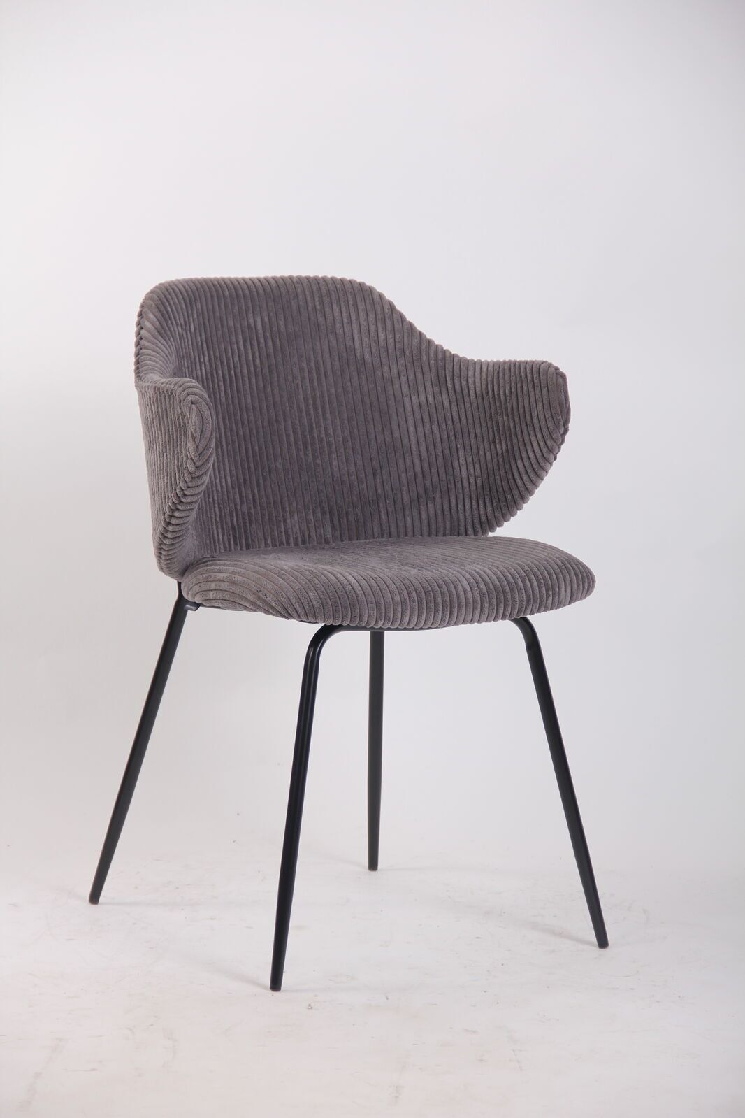 Set of 6 Dining Chairs with Corduroy Cord Fabric in Dark Grey Lincoln