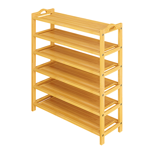 6 Layers Natural Wood Bamboo Shelf Entryway Storage Shoe Rack Home Furniture