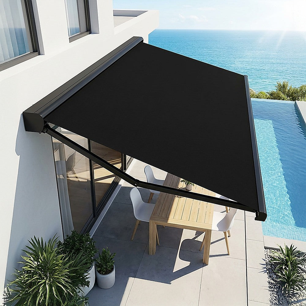 5.5m x 3.0m Retractable Folding Arm Awning Heavy Duty Full Cassette Motorised