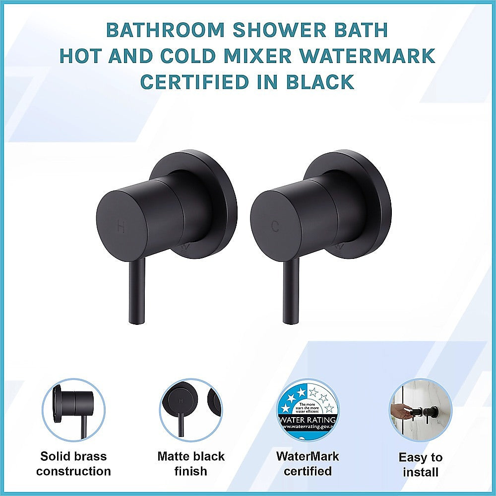 Bathroom Shower Bath Hot and Cold Mixer WATERMARK Certified in Black