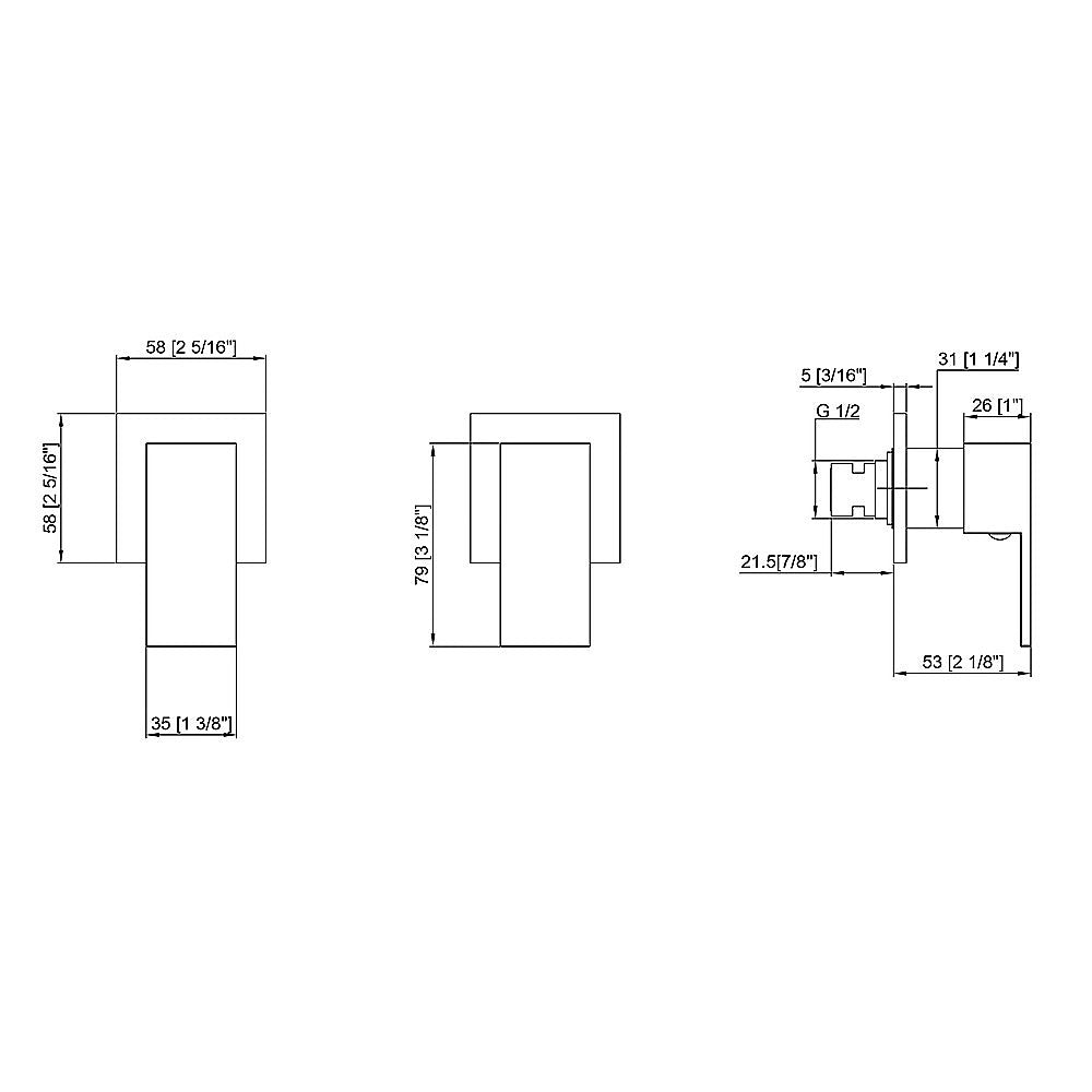 Bathroom Shower Bath Hot and Cold Square Mixer WATERMARK Certified in Black