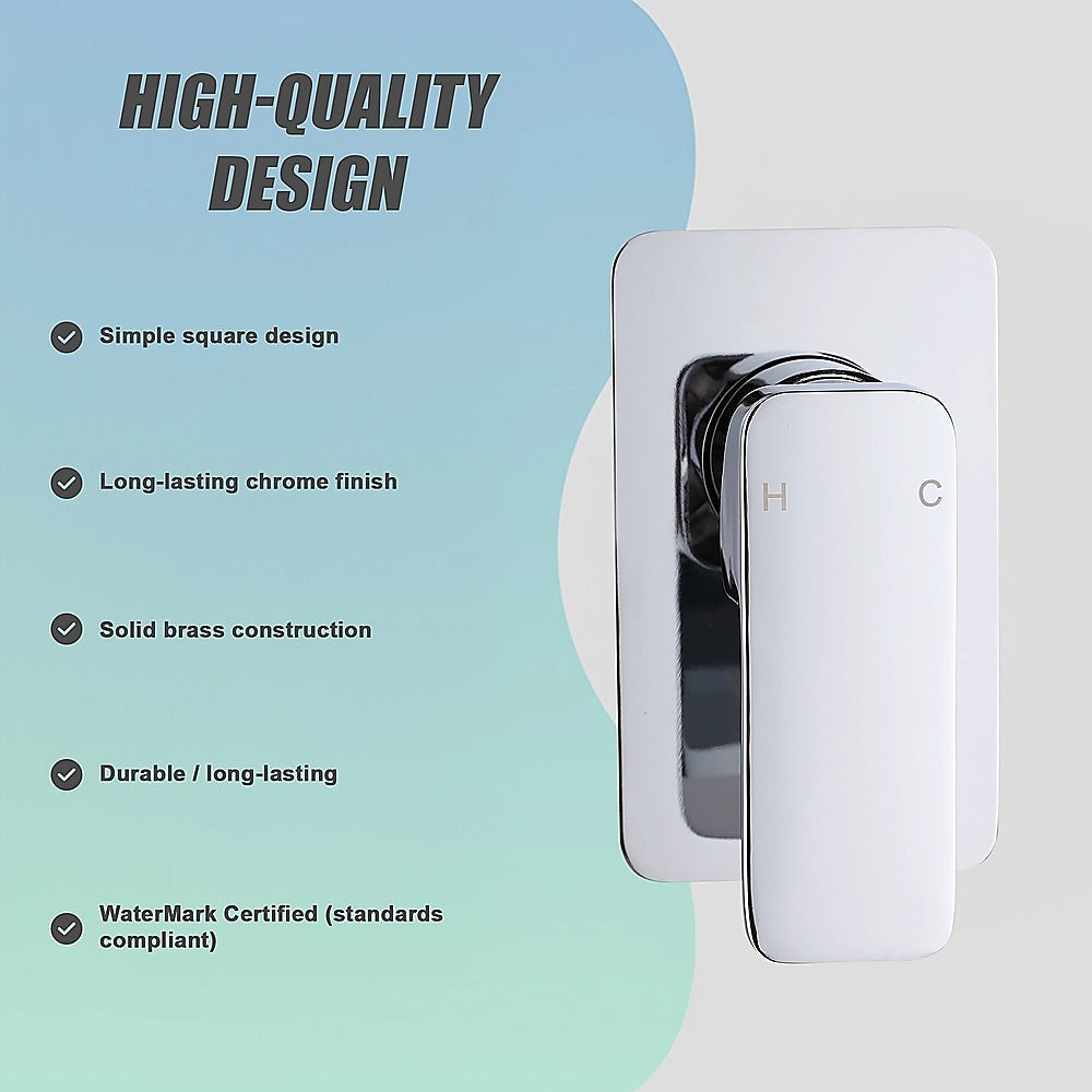 Single Square Shower Bath Mixer Tap Bathroom WATERMARK Approved in Chrome
