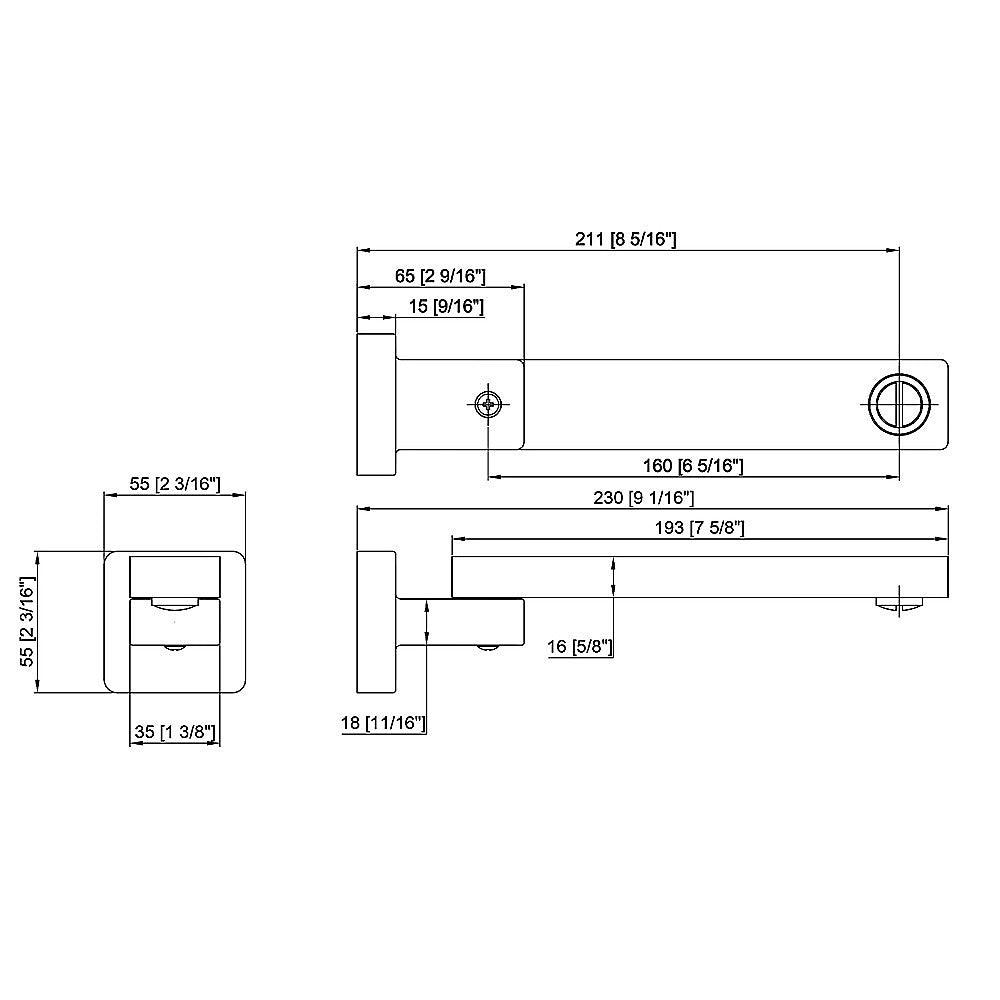 Bath In Wall Swivel Spout in Matte Black