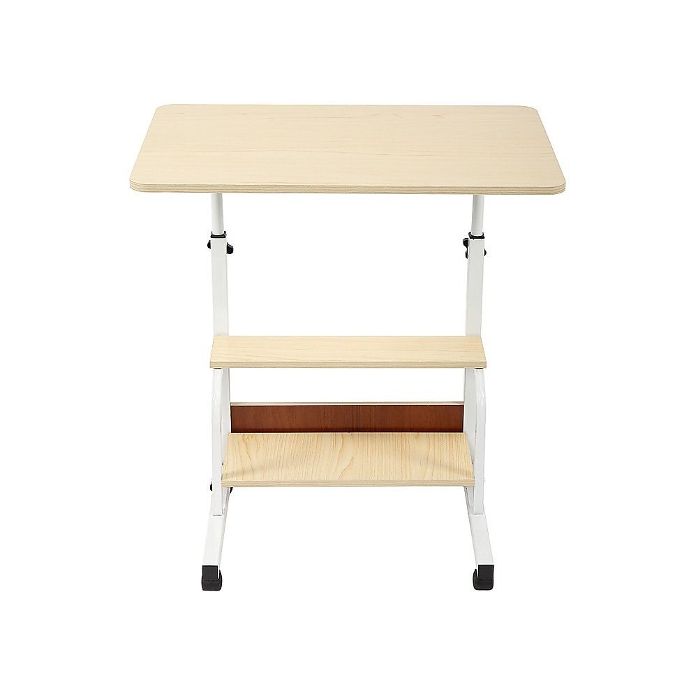 Height Adjustable Rolling Overbed Table 60cm Mobile Computer Desk
