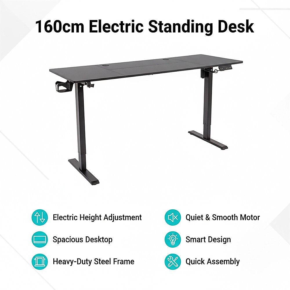 160cm Electric Standing Desk – Height Adjustable Sit Stand Office Table in Black