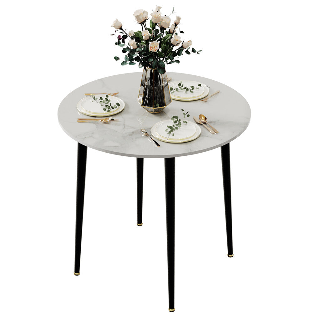 High-End Marble Round Kitchen Dining Table Sintered Stone Restaurant Table 80 x 80 cm