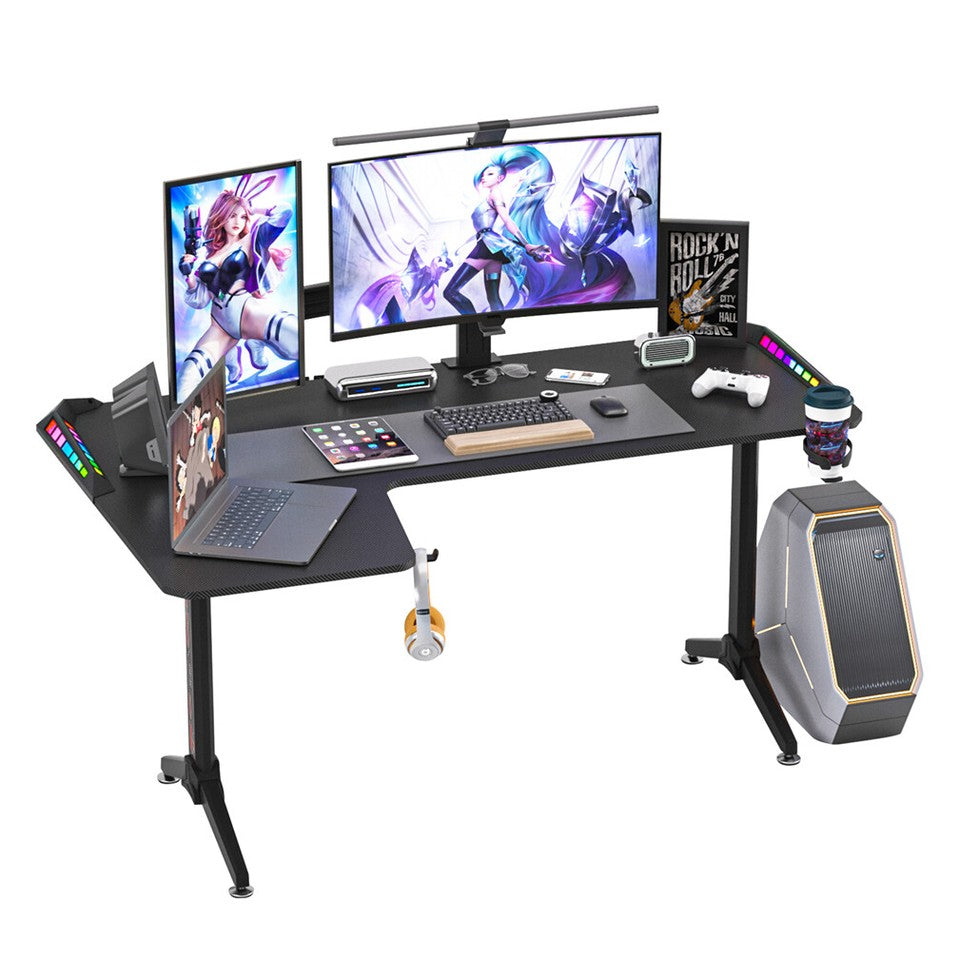 Black L-Shaped Gaming Desk w/ Storage Box