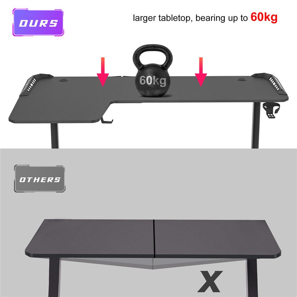 Black L-Shaped Gaming Desk w/ Storage Box