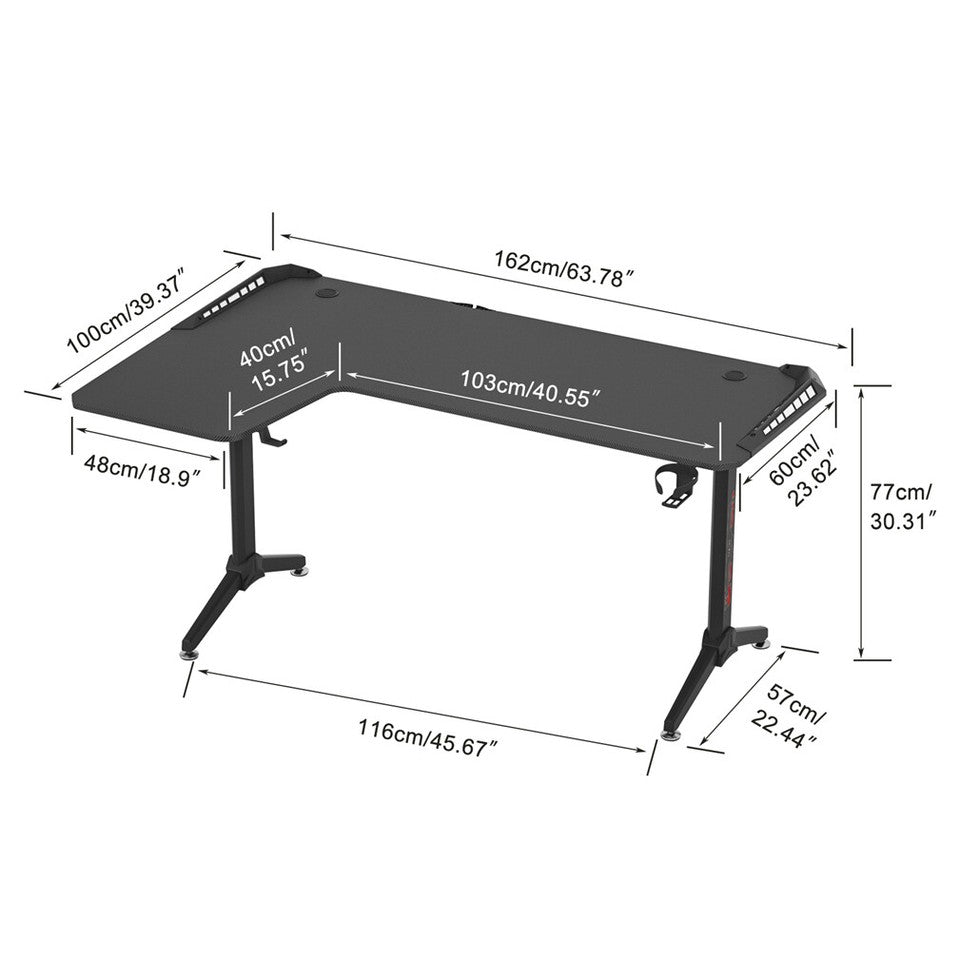 Black L-Shaped Gaming Desk w/ Storage Box