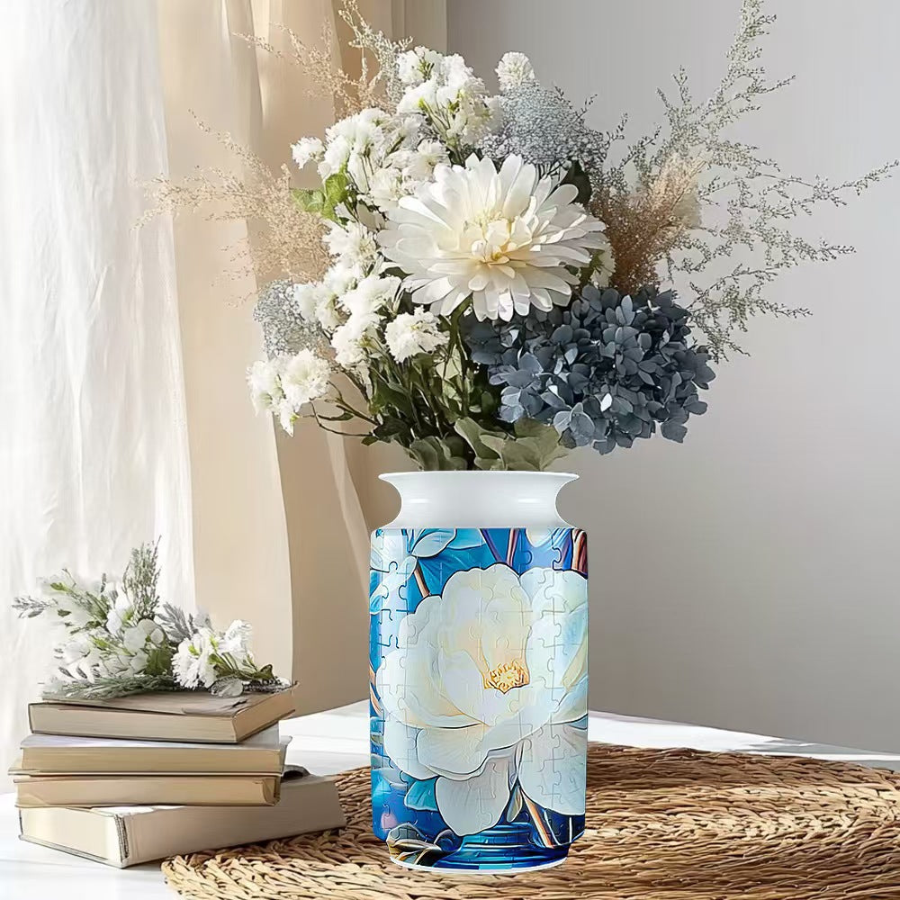 Colorful Style 4 DIY 3D Puzzle Vase - Creative Jigsaw Flower Holder with Waterproof Liner - Decorative Home Accent & Unique Gift