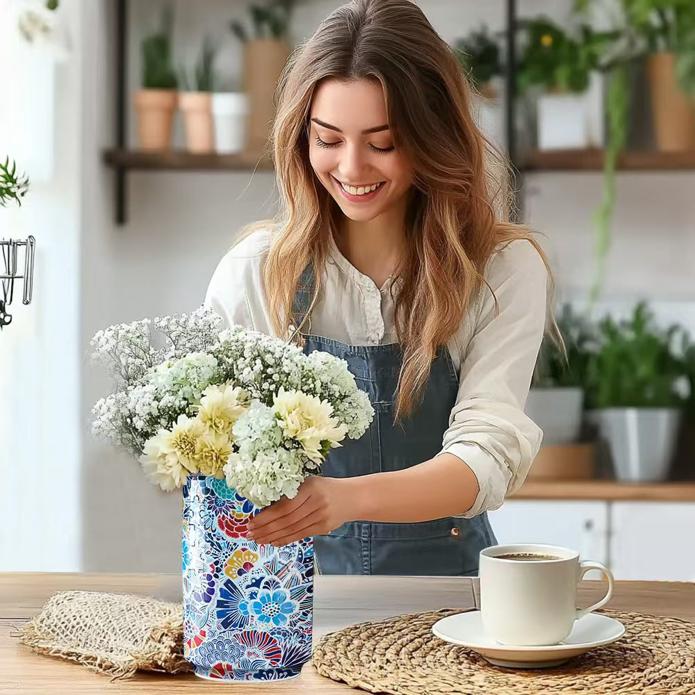 Colorful Style 4 DIY 3D Puzzle Vase - Creative Jigsaw Flower Holder with Waterproof Liner - Decorative Home Accent & Unique Gift