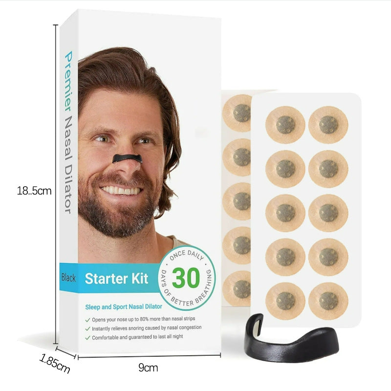 White Round Anti-snoring Patch Set (30 Pairs of patches) Magnetic Nasal Dilator Kit for Snoring Relief - Reusable Multi-Size Sleep & Sport Breathing Aid