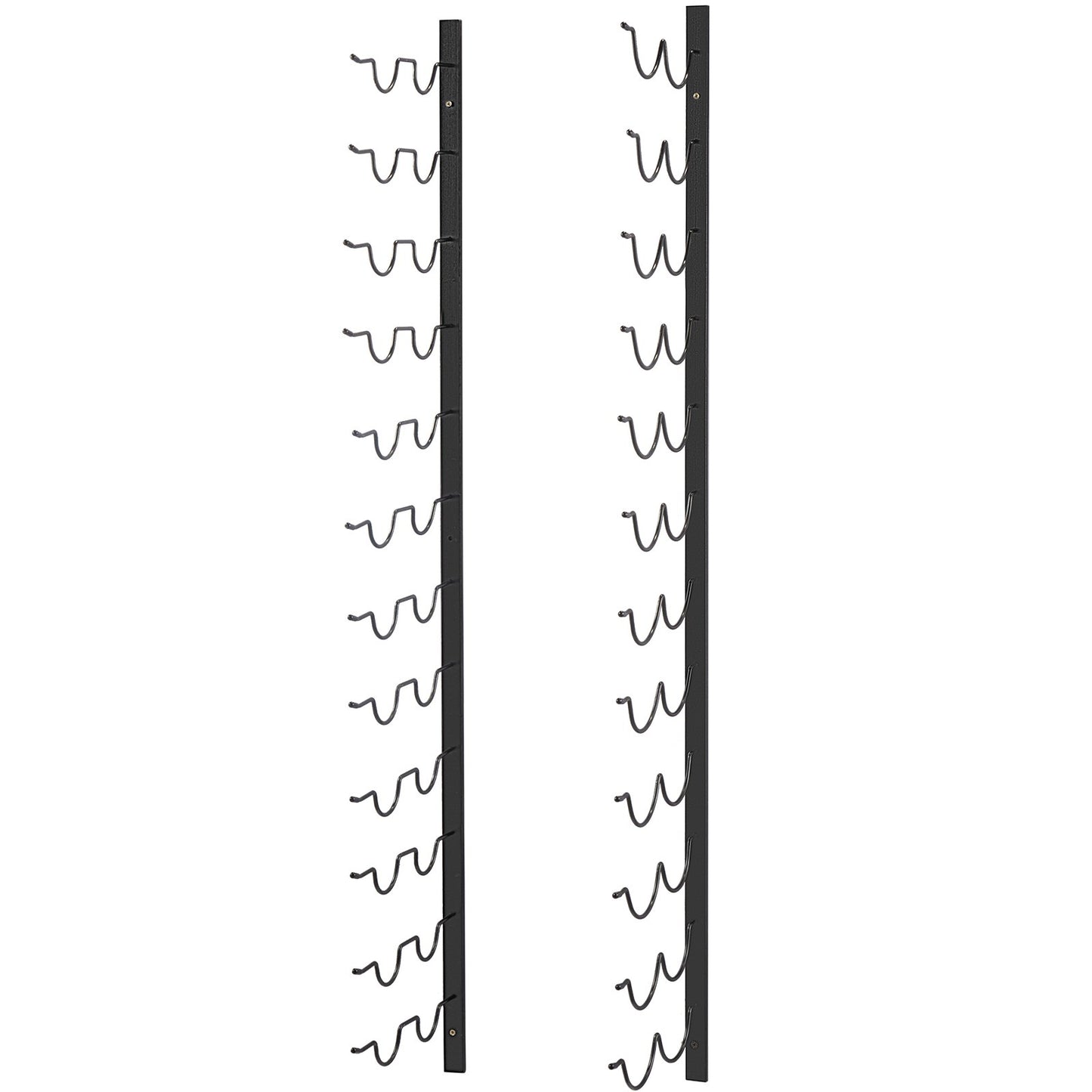 VEVOR Wall Mounted Wine Rack, 12x2 Bottles Wine Holder Towel Rack, Black Steel Vertical Wine Rack, Modern Decorative Wall Mounted Wine Bottle Holder, Forward Design Simple Storage Wall Rack 48x11x1 In