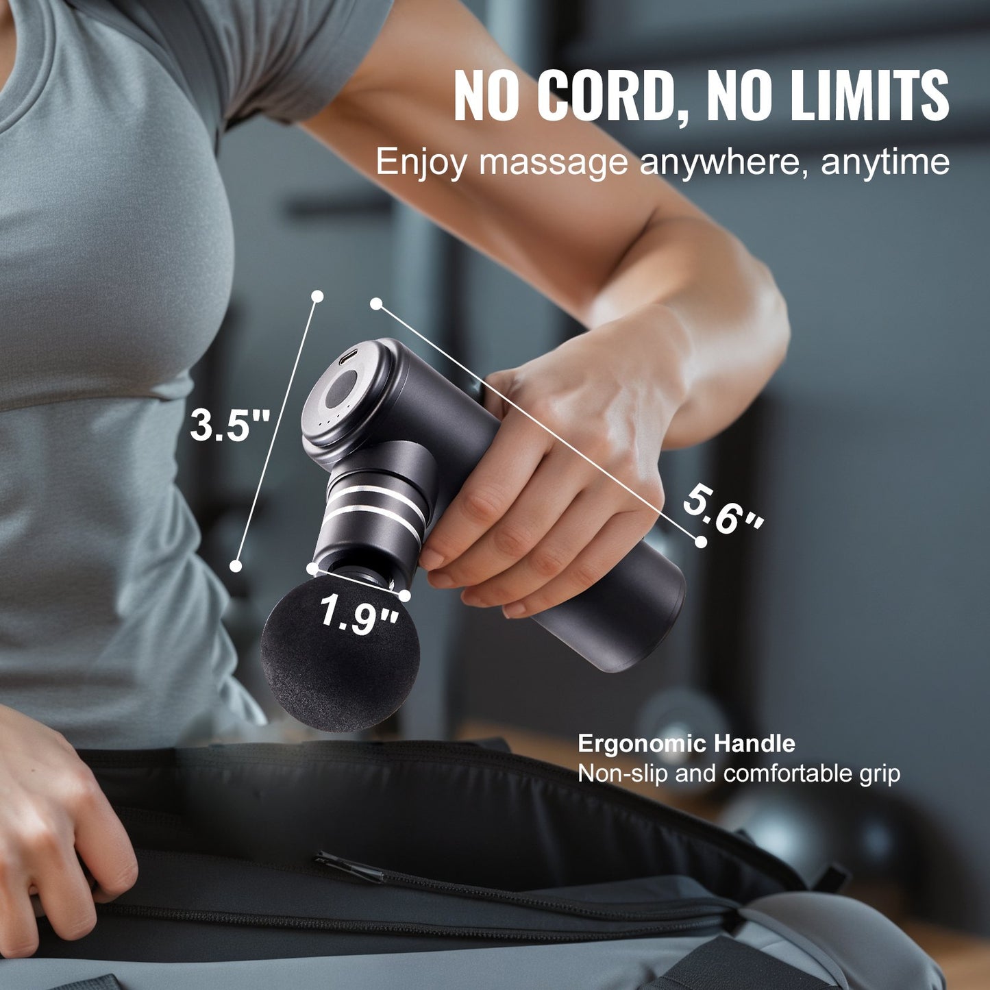 VEVOR Massage Gun Deep Tissue, Percussion Muscle Massager for Athletes - with 4 Speed Levels & 4 Massage Heads, 12V 2500mAh Batteries, Handheld Electric Massage Gun for Pain Relief, Muscle Relaxation