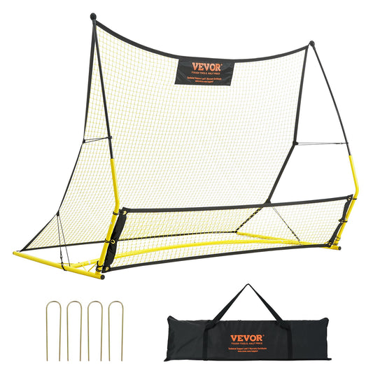 VEVOR Soccer Trainer, 2-IN-1 Portable Soccer Rebounder Net, Iron Soccer Practice Equipment, Sports Football Rebounder Wall with Portable Bag, Perfect for Team Solo Training, Passing, Volley