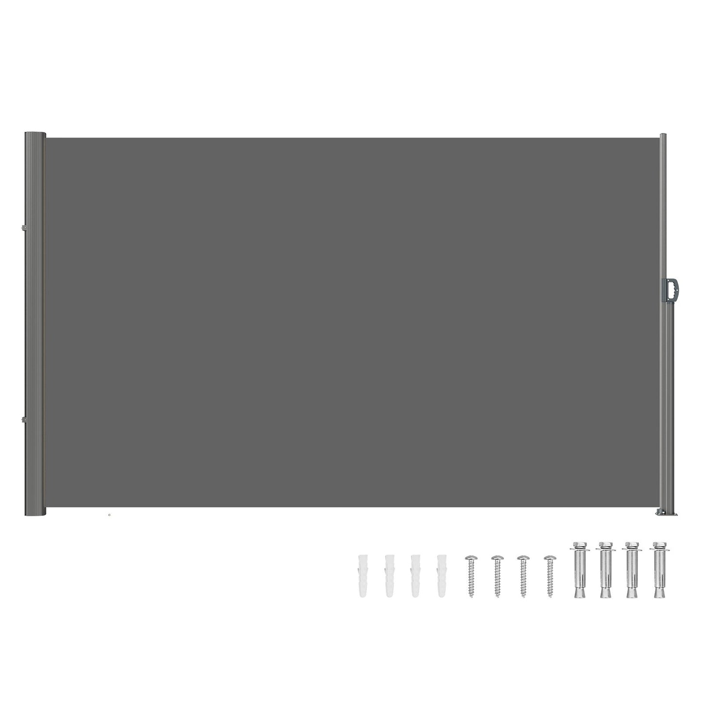 VEVOR Retractable Side Awning, 180X300cm Aluminum Outdoor Privacy Screen, 280g Polyester Water-proof Retractable Patio Screen, UV 30+ Room Divider Wind Screen for Patio, Backyard, Balcony, Gray