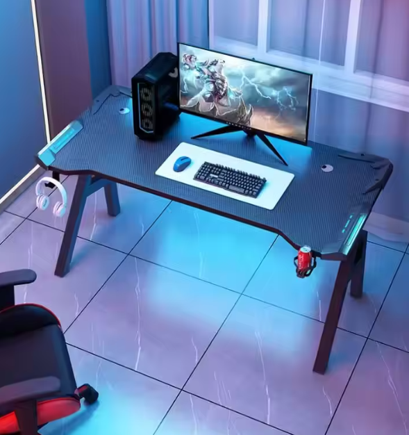 Gaming Desk with LED Lights Computer Desk K Shaped Desk - 140 x 60