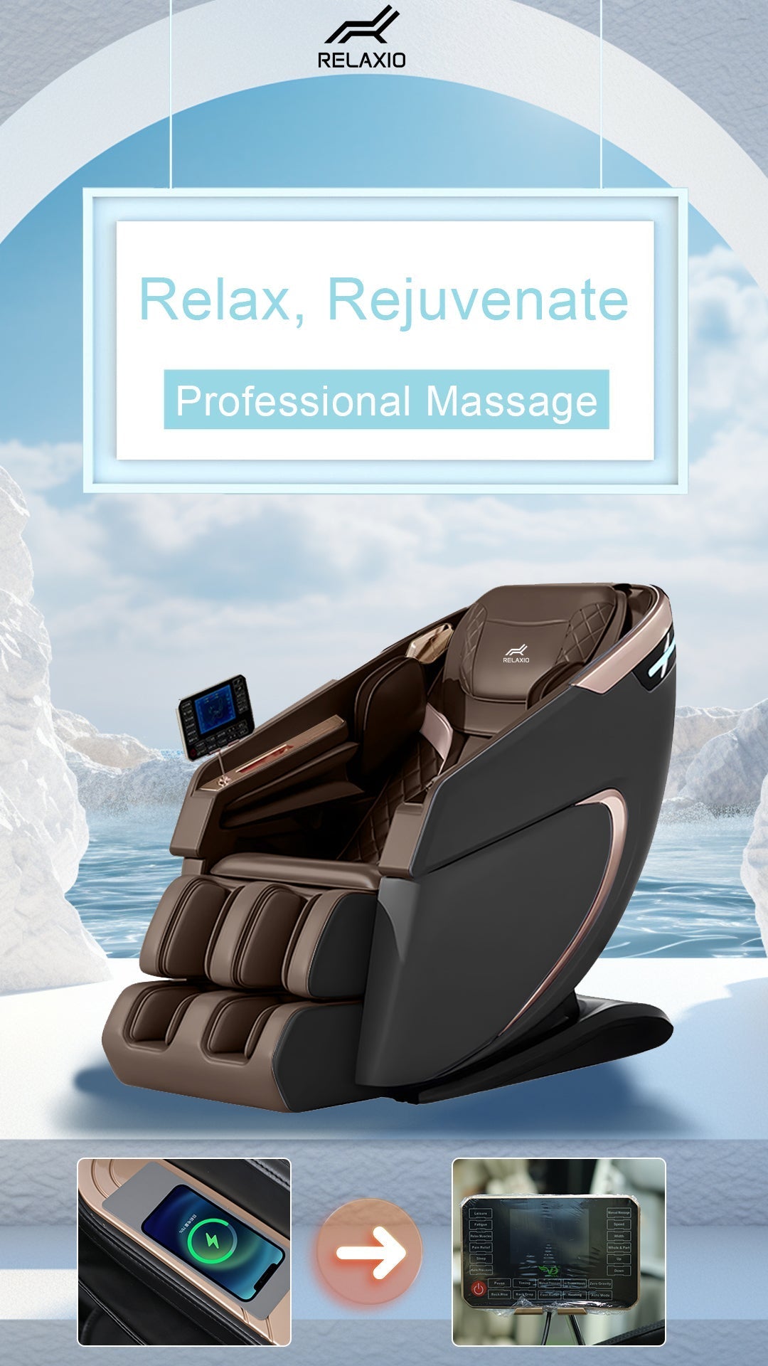 Premium Recliner Full Body Zero Gravity Massage Chair Grey