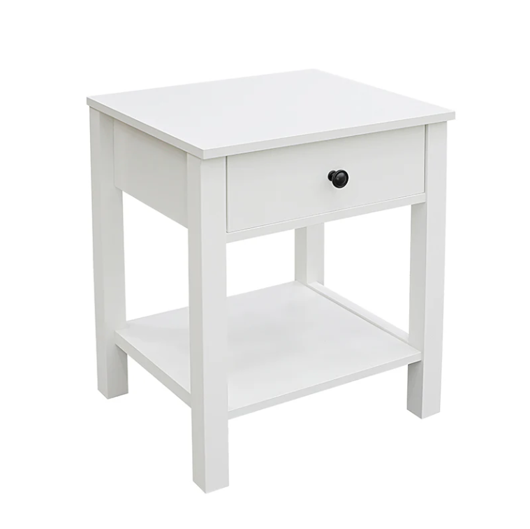 Safi White Bedside Table with 1 Drawer