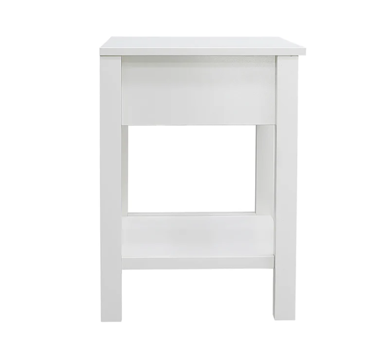Safi White Bedside Table with 1 Drawer