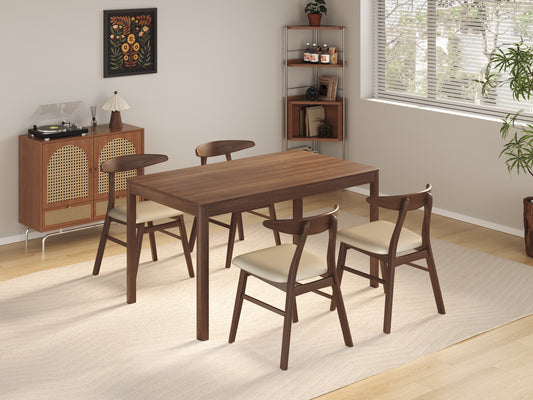 Windsor Walnut Dining Chair With Beige Seat (Set of 2)