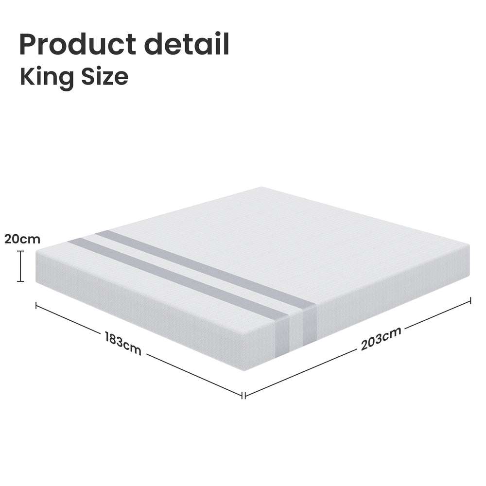 20cm King Reversible Gel Memory Foam Mattress BedStory Medium Soft & Firm