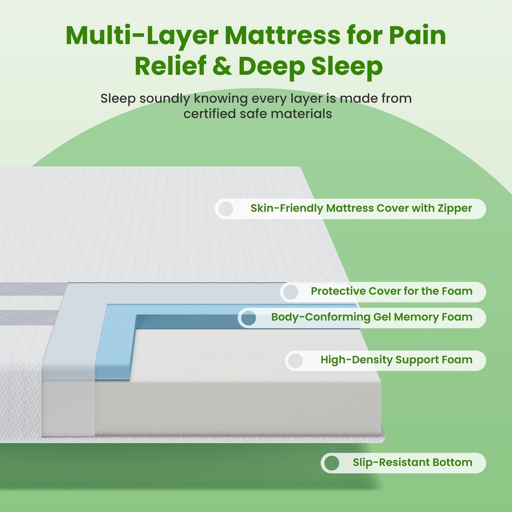 BedStory Double Memory Foam Mattress 25cm Cooling Gel Foam Mattress in a Box Medium Feel