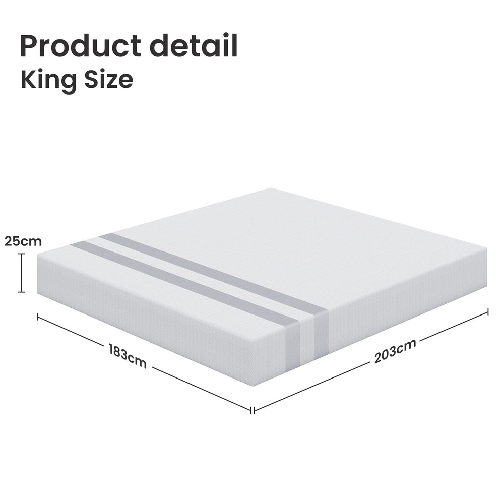 25cm King Reversible Gel Memory Foam Mattress BedStory Medium & Firm