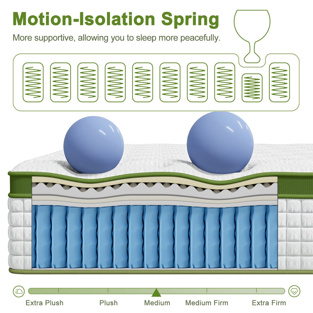 BedStory 34cm King Latex Hybrid Mattress Medium Firm - 5 Zone Pocket Spring Bed for Pressure Relief Motion Isolation