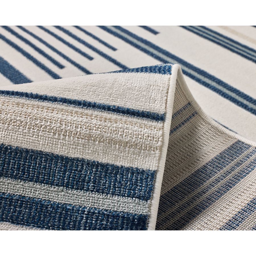 Yomi Navy and Cream Indoor Outdoor Rug
