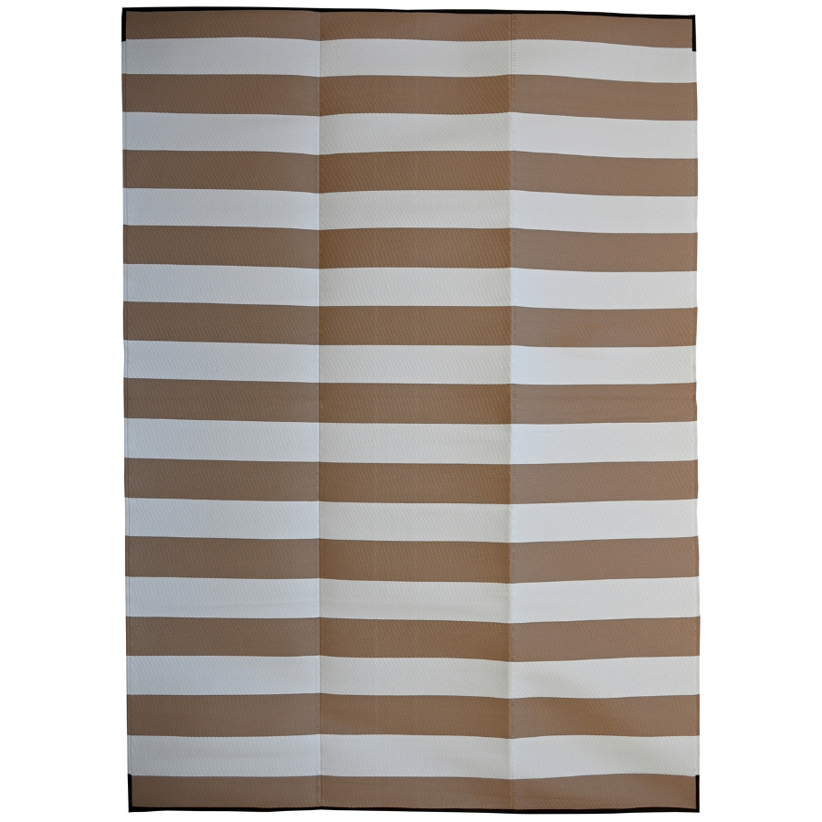 Brittany Beige & White Stripes Foldable Waterproof Outdoor Carpet for Camping - 270x360 CM