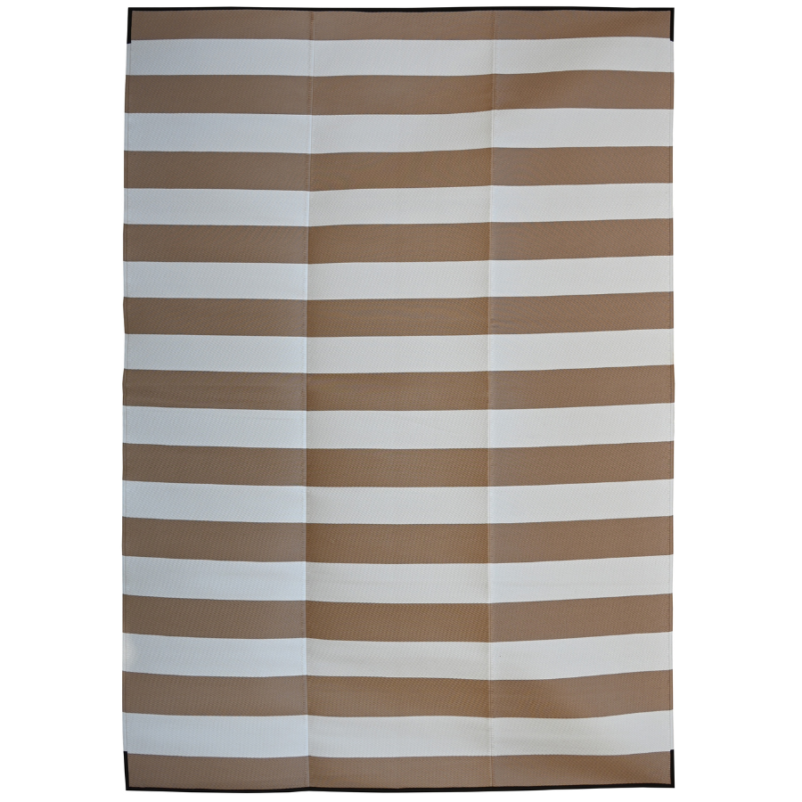 Brittany Beige & White Stripes Foldable Waterproof Outdoor Carpet for Camping - 270x360 CM
