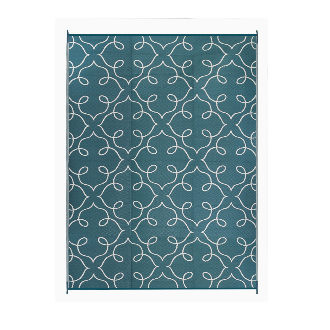 Syracuse Sea Green Floral Pattern Foldable Waterproof Sand Mat for Camping - 270x360 CM