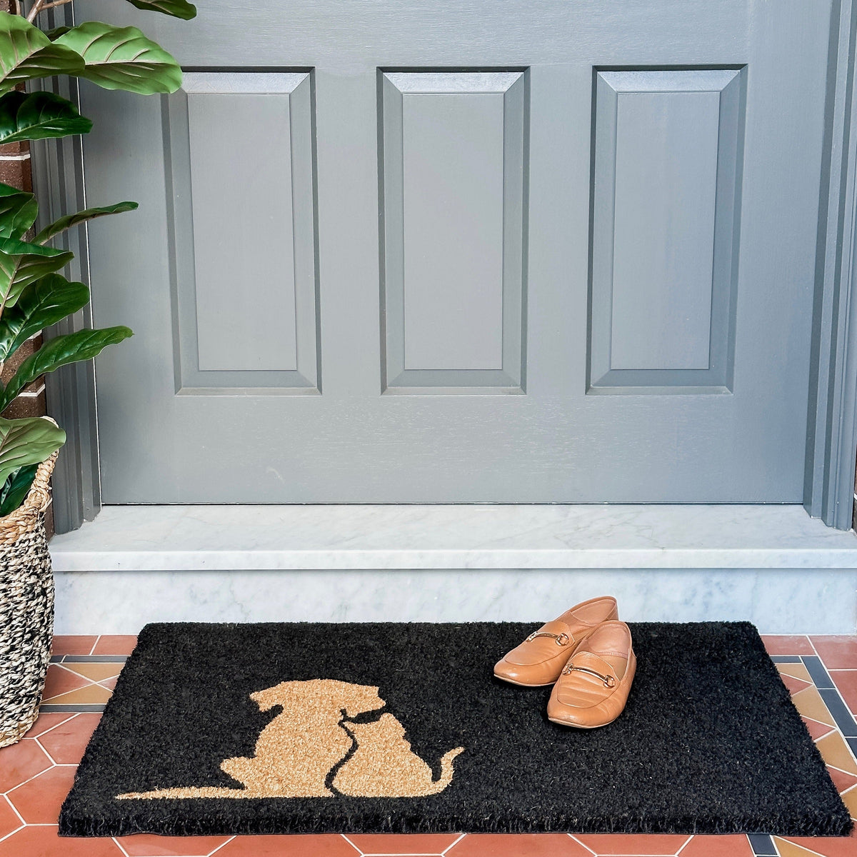 Buddies Black and Natural PVC Backed Coir Doormat