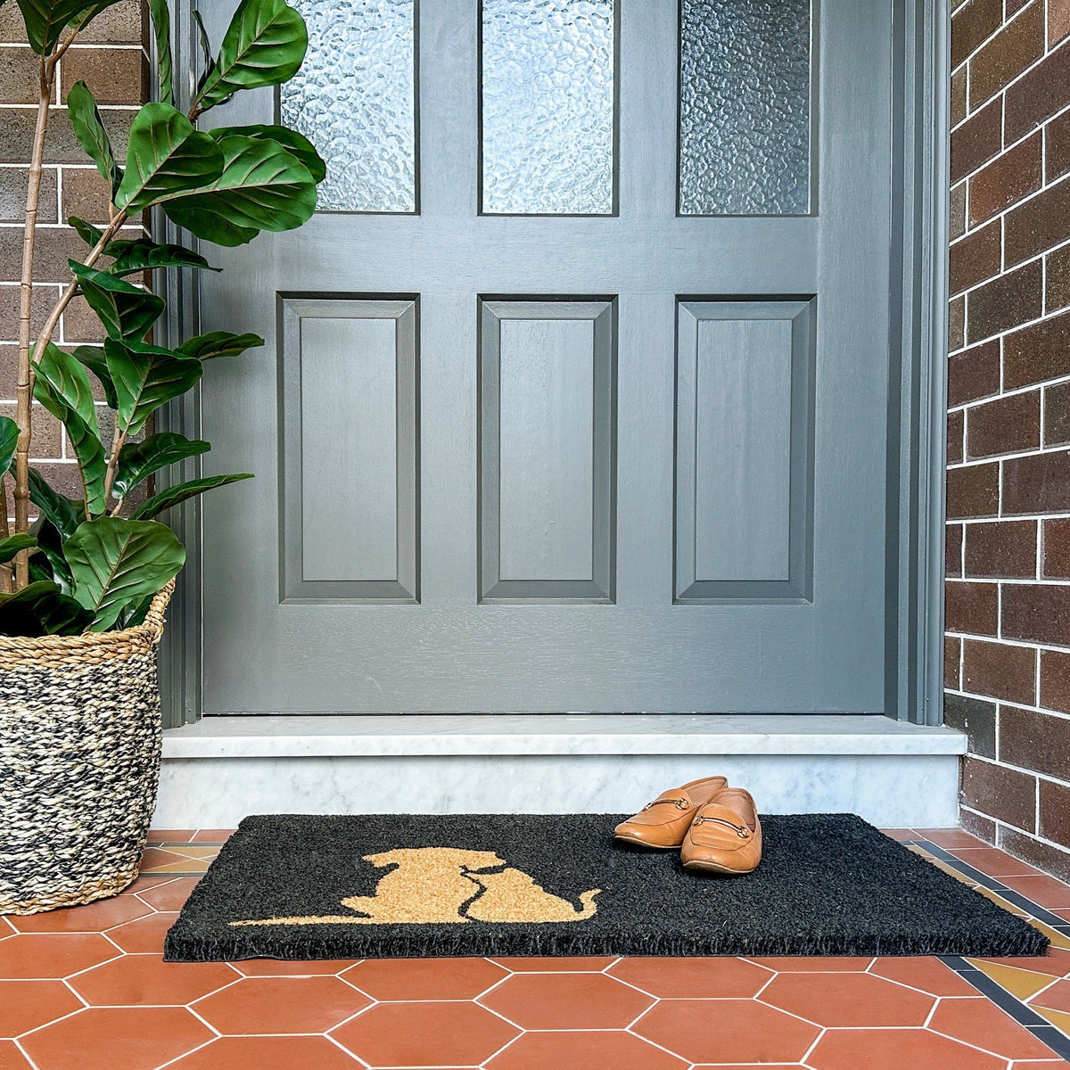 Buddies Black and Natural PVC Backed Coir Doormat