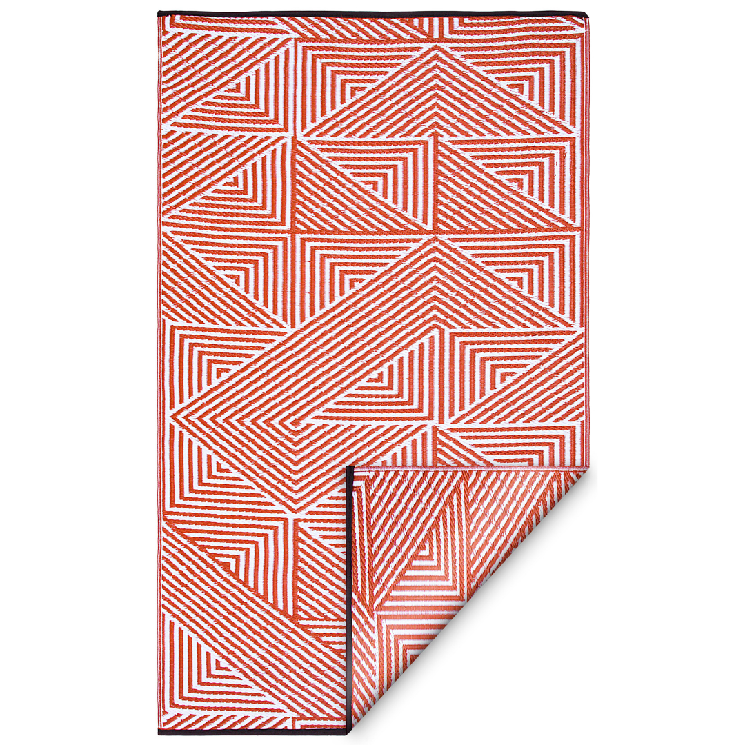 Tokyo Burnt Orange and White Large Outdoor Rug